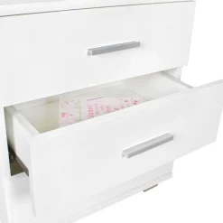 Wohnen 45x54x34 Weiße Nachtkommode mit Metallgriffen - Renero