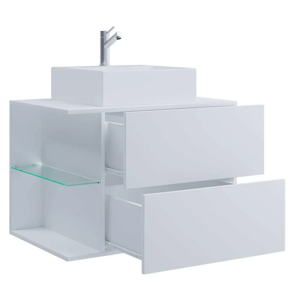 Wohnen 73x93x52 Weißer Waschplatz für Wandmontage - Ziovarica