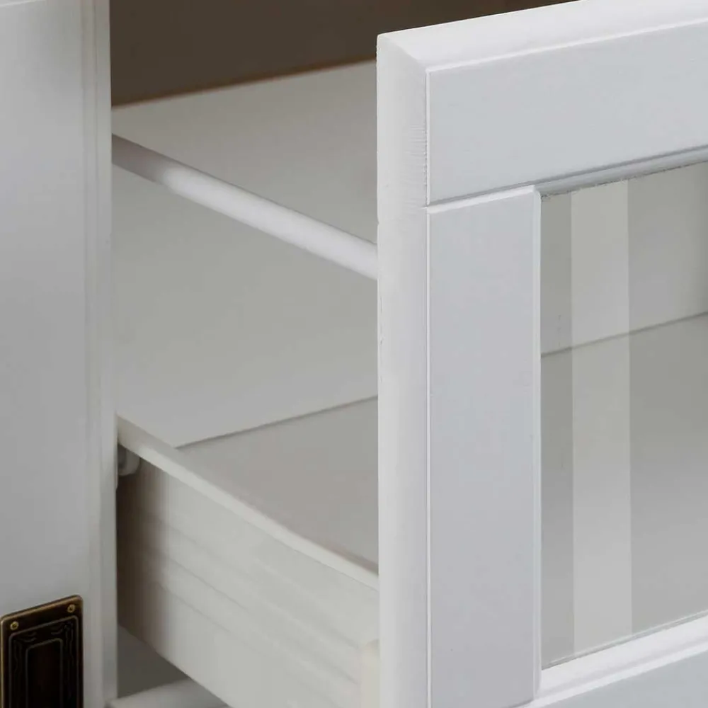 Wohnen 180x84x40 Weißes Sideboard - Landhaus modern - Akbelev