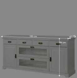 Wohnen 180x84x40 Weißes Sideboard - Landhaus modern - Akbelev