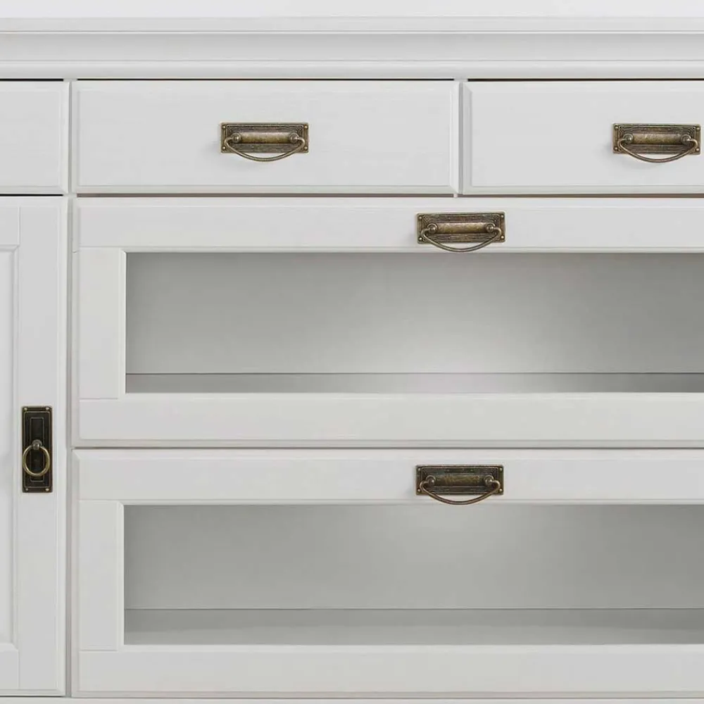 Wohnen 180x84x40 Weißes Sideboard - Landhaus modern - Akbelev
