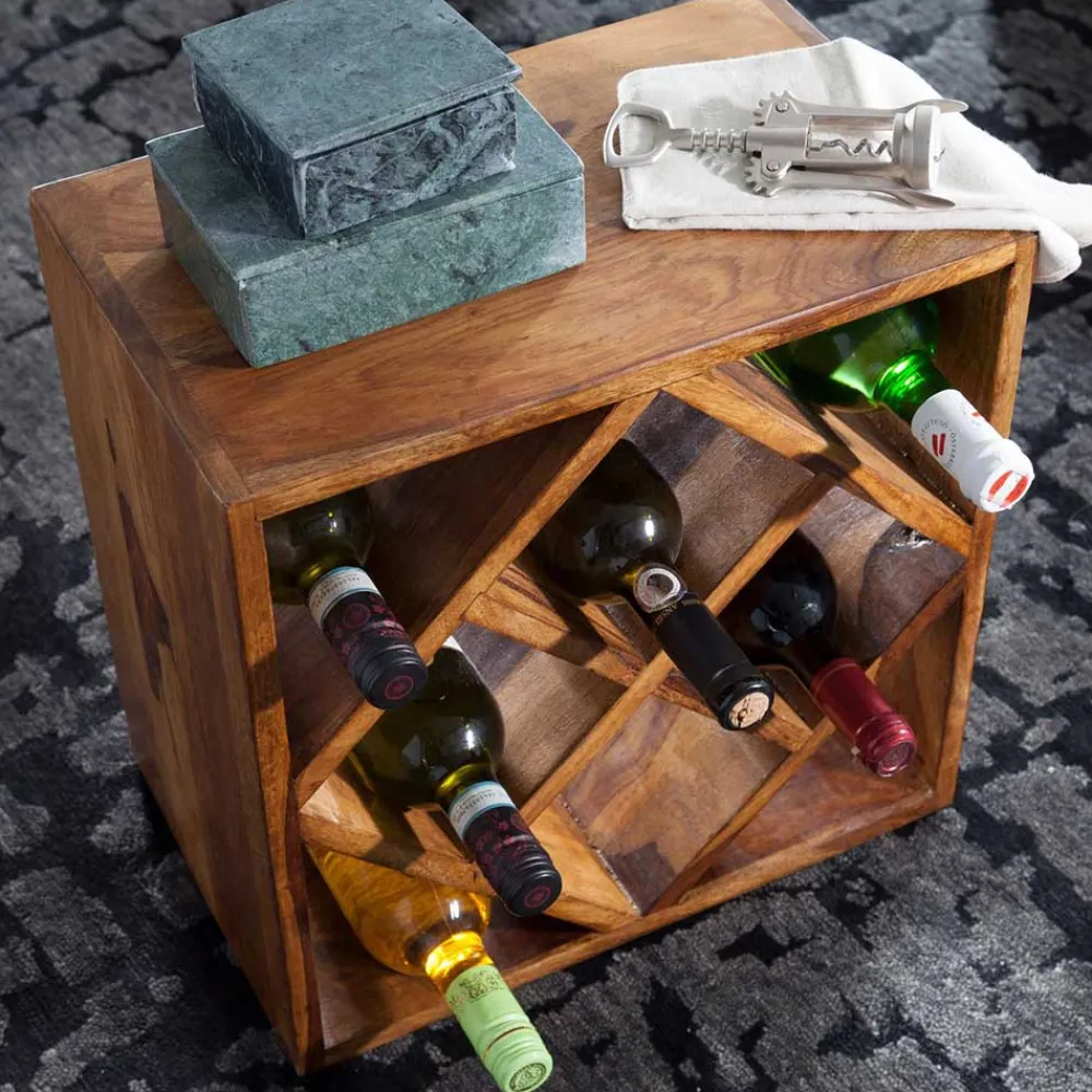 Wohnen 40x40x25 Weinregal aus Massivholz - Sharmota