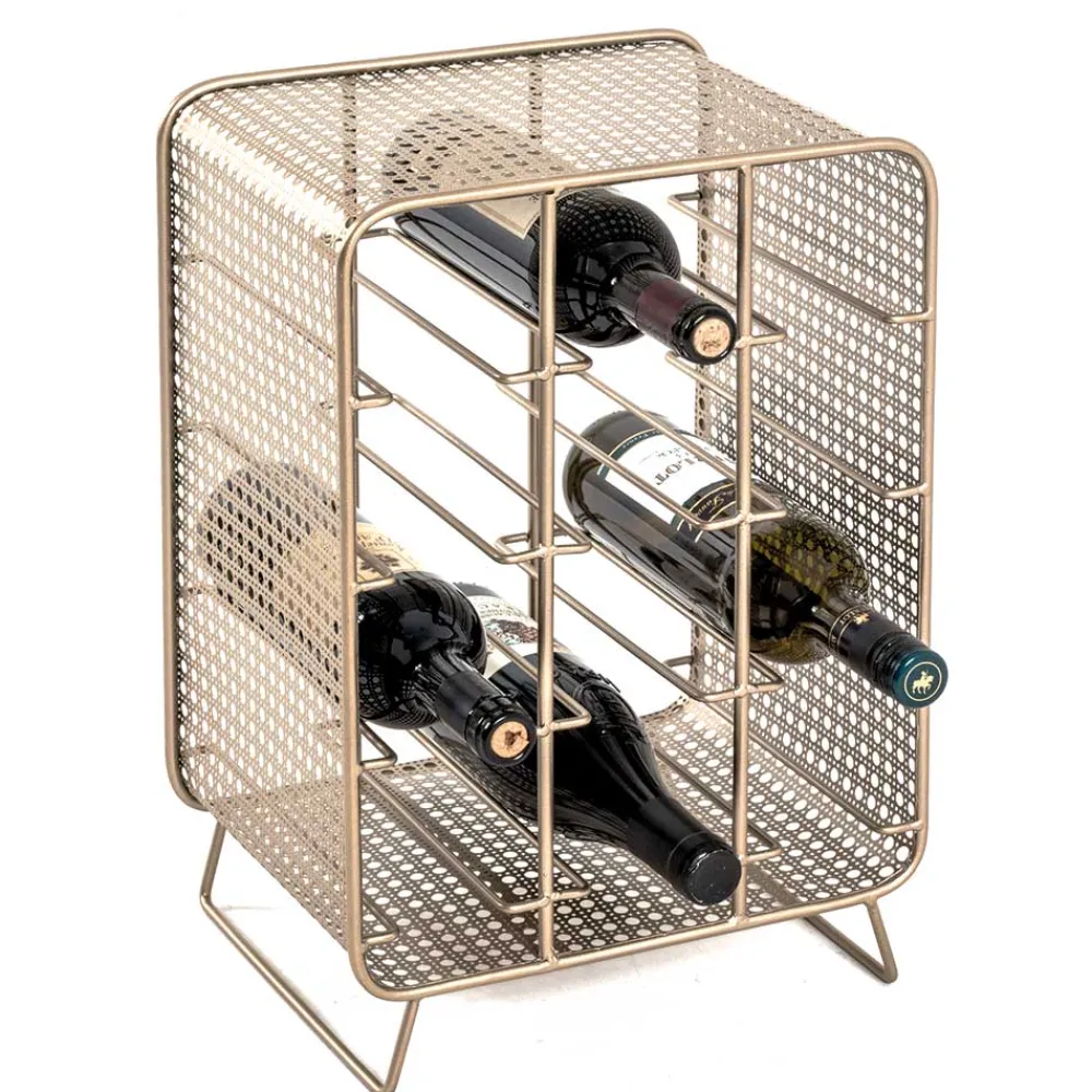 Wohnen Esszimmerschränke*30x46x24 Weinregal aus Stahl in Gold - Loukan