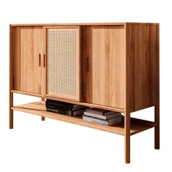 Wohnen 142x101x46 Wildbuche Sideboard mit drei Schiebetüren - Indrya