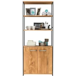 Wohnen 80x198x40 Wildeiche & Stahl Regal 3 Fächer - Sluganov