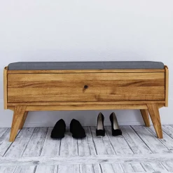 Wohnen 112x52x37 Wildeiche Bank mit Klappe - Hardus