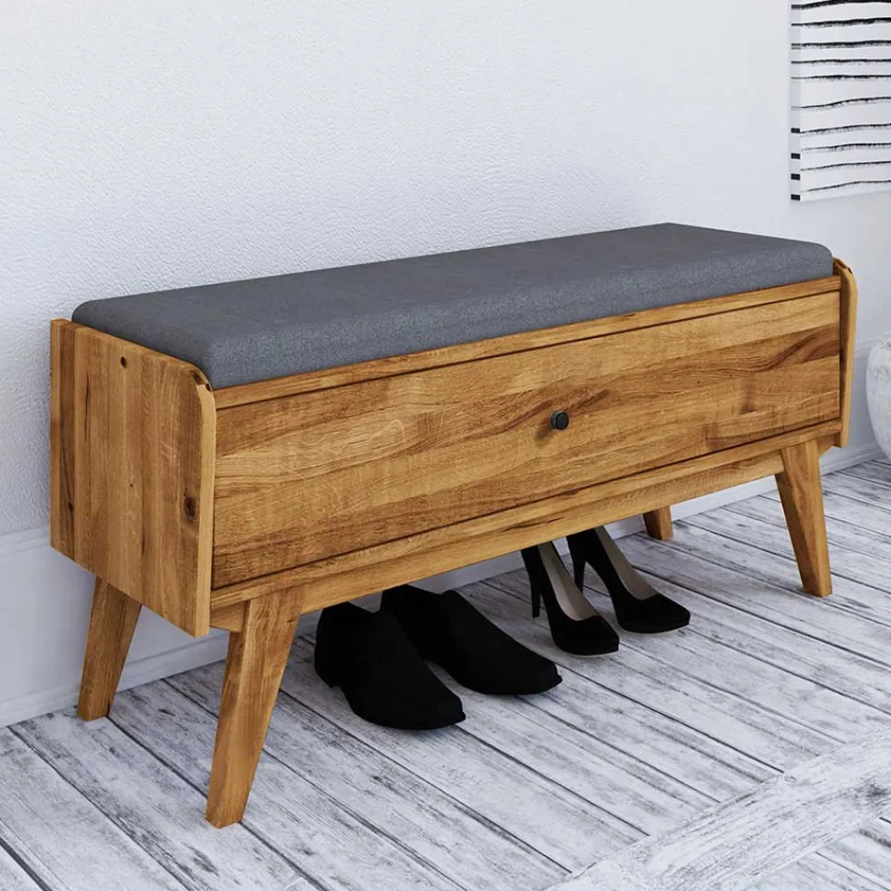 Wohnen 112x52x37 Wildeiche Bank mit Klappe - Hardus