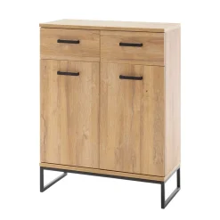 Wohnen Schwarze Möbel|Flurkommoden*81x104x38 Wildeiche Dekor Kommode 2-türig - Truvisas