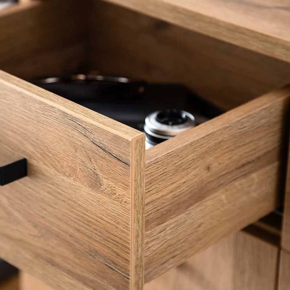 Wohnen Schwarze Möbel|Flurkommoden*81x104x38 Wildeiche Dekor Kommode 2-türig - Truvisas