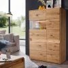 Wohnen Sideboards & Kommoden|Esszimmerschränke*103x152x44 Wildeiche Highboard mit Glaseinsatz - Acmida