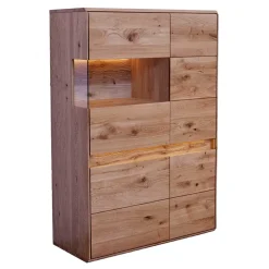 Wohnen Sideboards & Kommoden|Esszimmerschränke*103x152x44 Wildeiche Highboard mit Glaseinsatz - Acmida