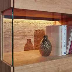 Wohnen Sideboards & Kommoden|Esszimmerschränke*103x152x44 Wildeiche Highboard mit Glaseinsatz - Acmida