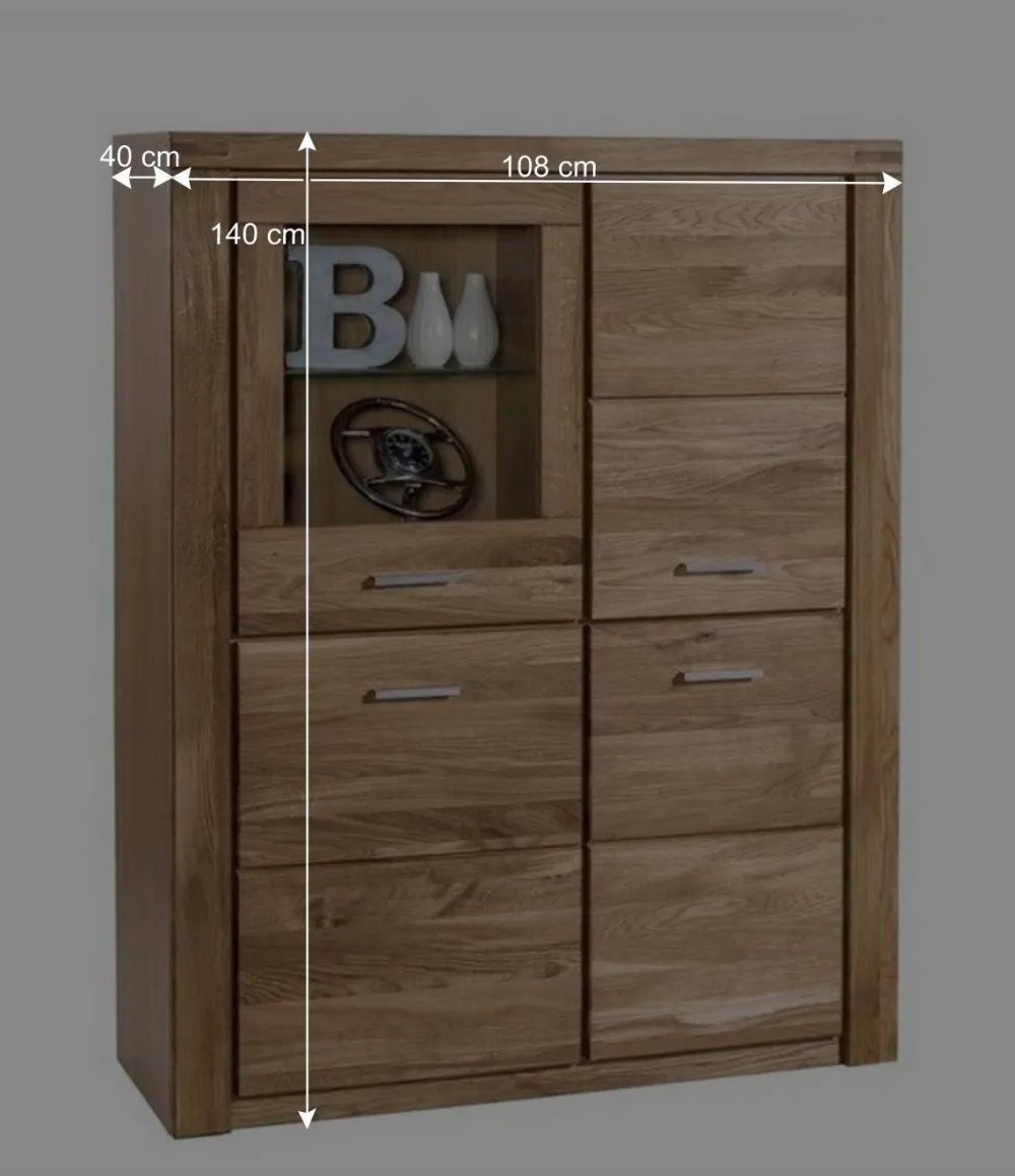 Wohnen 108x140x40 Wildeiche Highboard 4-türig - Maila