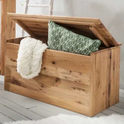 Wohnen Holztruhen*84x45x43 Wildeiche Holztruhe mit flachem Deckel - Mariono