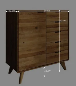 Wohnen Flurkommoden|Küchenschränke*90x92x40 Wildeiche Kommode mit Tür - Eavy