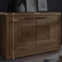 Wohnen 114x86x40 Wildeiche Kommode mit zwei Türen - Troncon