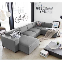 Wohnen 324x70x195 Wohnlandschaft in Hellgrau - Brianco