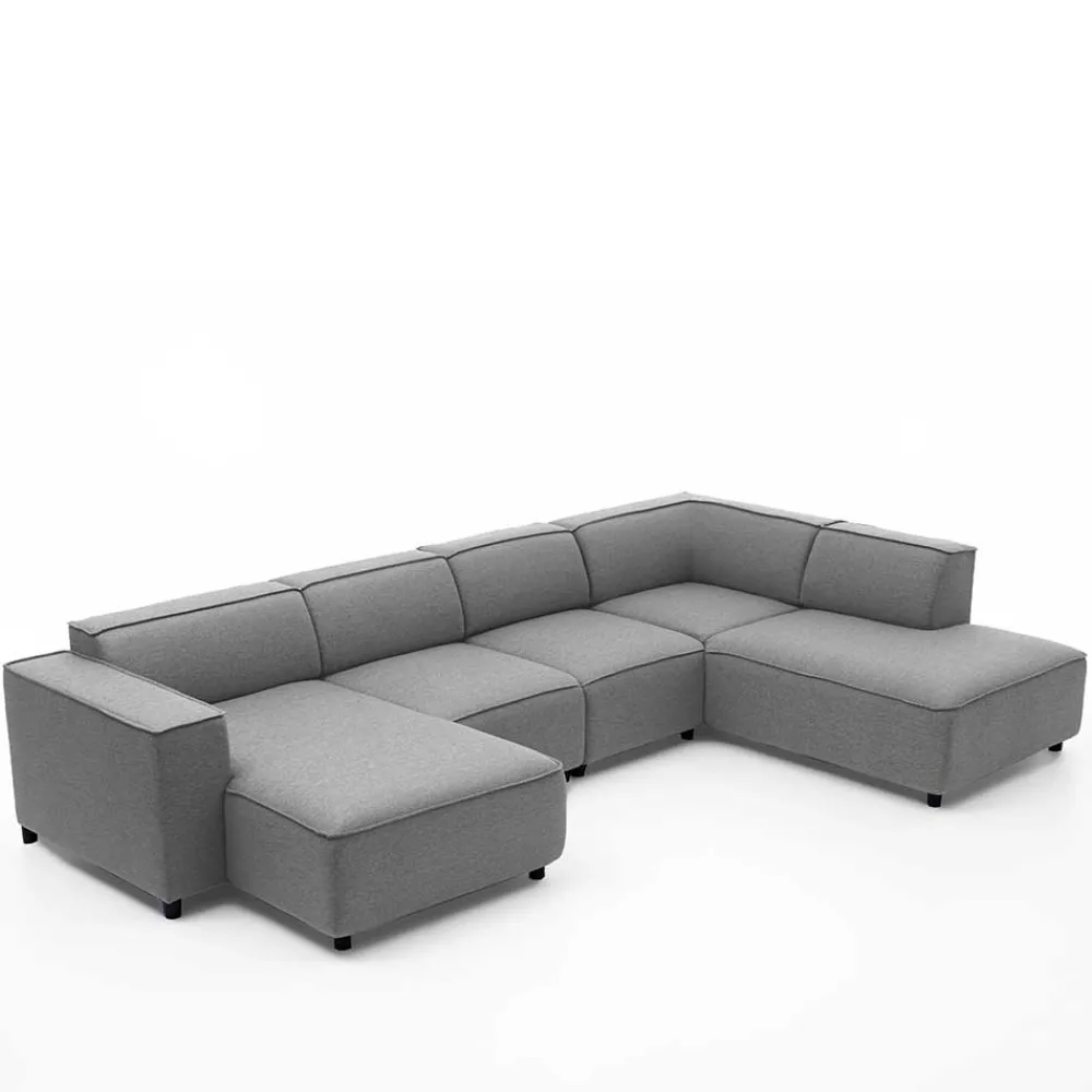 Wohnen 324x70x195 Wohnlandschaft in Hellgrau - Brianco