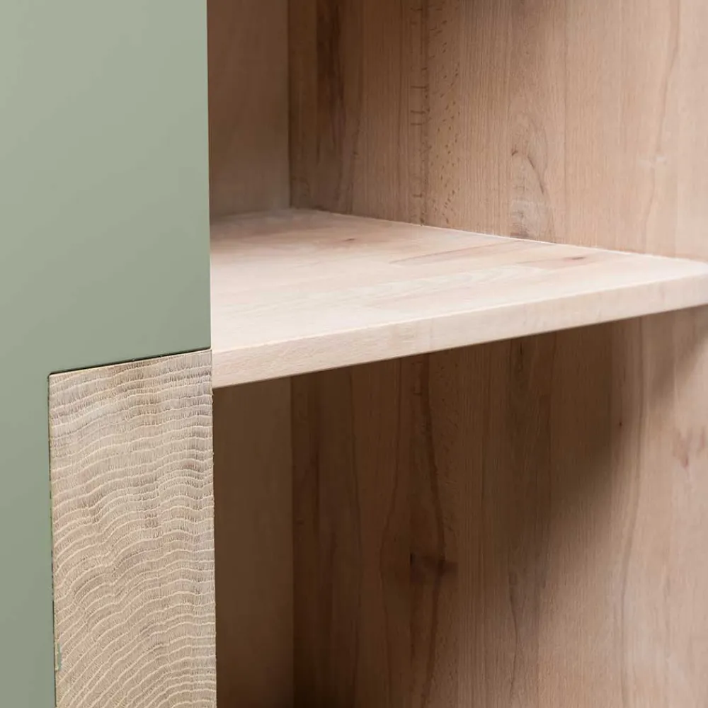 Wohnen Sideboards & Kommoden|Wohnzimmerschränke*90x120x45 Wohnzimmer Highboard in Grau & Buche - Ajevos