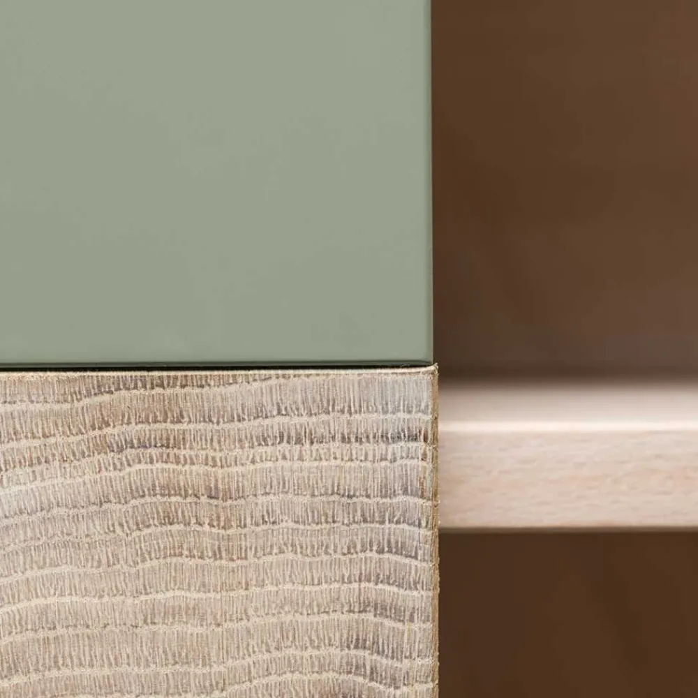 Wohnen Sideboards & Kommoden|Wohnzimmerschränke*90x120x45 Wohnzimmer Highboard in Grau & Buche - Ajevos