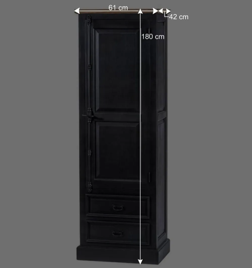 Wohnen Vintage Möbel|Esszimmer-Vitrinen*61x180x42 Wohnzimmer Schrank in Schwarz & Teak - Niovan