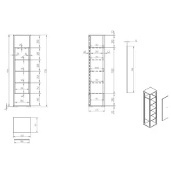 Wohnen 40x178x37 Wohnzimmer Schrank in Grau & Anthrazit - Ridona I