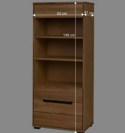 Wohnen 63x148x41 Wohnzimmerregal in Eiche - Sennya I