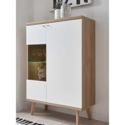 Wohnen Skandinavische Möbel|Sideboards & Kommoden*90x134x40 Wohnzimmerschrank in Weiß & Eiche - Cablos