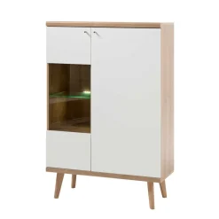 Wohnen Skandinavische Möbel|Sideboards & Kommoden*90x134x40 Wohnzimmerschrank in Weiß & Eiche - Cablos