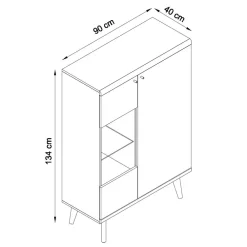 Wohnen Skandinavische Möbel|Sideboards & Kommoden*90x134x40 Wohnzimmerschrank in Weiß & Eiche - Cablos