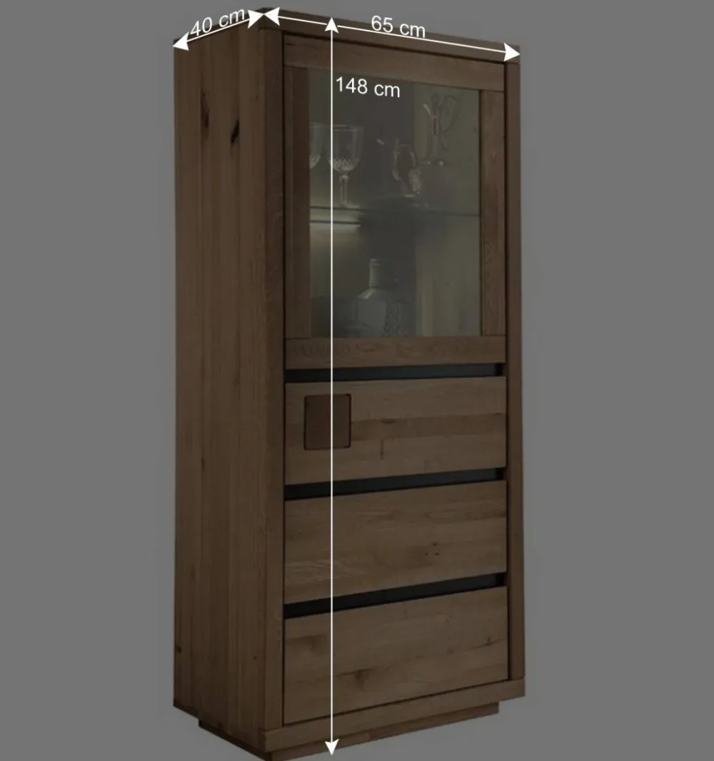 Wohnen 65x148x40 Wohnzimmerschrank mit Glastür - Embleys