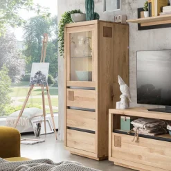 Wohnen 65x148x40 Wohnzimmerschrank mit Glastür - Embleys