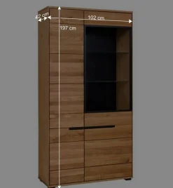 Wohnen 102x197x42 Wohnzimmerschrank mit Glas - 4-türig - Sennya