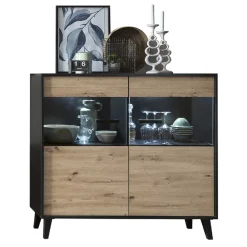 Wohnen Küchenschränke|Sideboards & Kommoden*126x118x40 Wohnzimmerschrank mit Glaseinsatz - Paniera