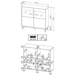 Wohnen Küchenschränke|Sideboards & Kommoden*126x118x40 Wohnzimmerschrank mit Glaseinsatz - Paniera