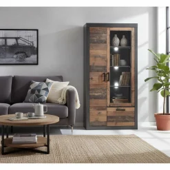 Wohnen 97x201x40 Wohnzimmerschrank mit Glastür - Timuras