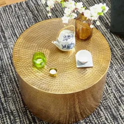 Wohnen 61x41x61 Wohnzimmer-Tisch aus Alu in Gold - Rading