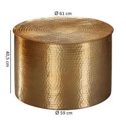 Wohnen 61x41x61 Wohnzimmer-Tisch aus Alu in Gold - Rading