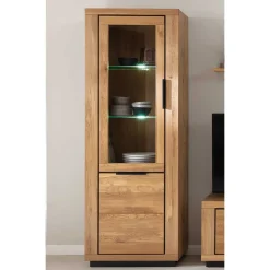 Wohnen 72x200x40 Wohnzimmervitrine teilmassiv - Vlacoma