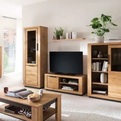 Wohnen 72x200x40 Wohnzimmervitrine teilmassiv - Vlacoma