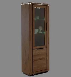 Wohnen 72x200x40 Wohnzimmervitrine teilmassiv - Vlacoma