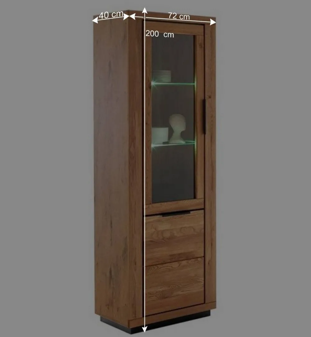 Wohnen 72x200x40 Wohnzimmervitrine teilmassiv - Vlacoma