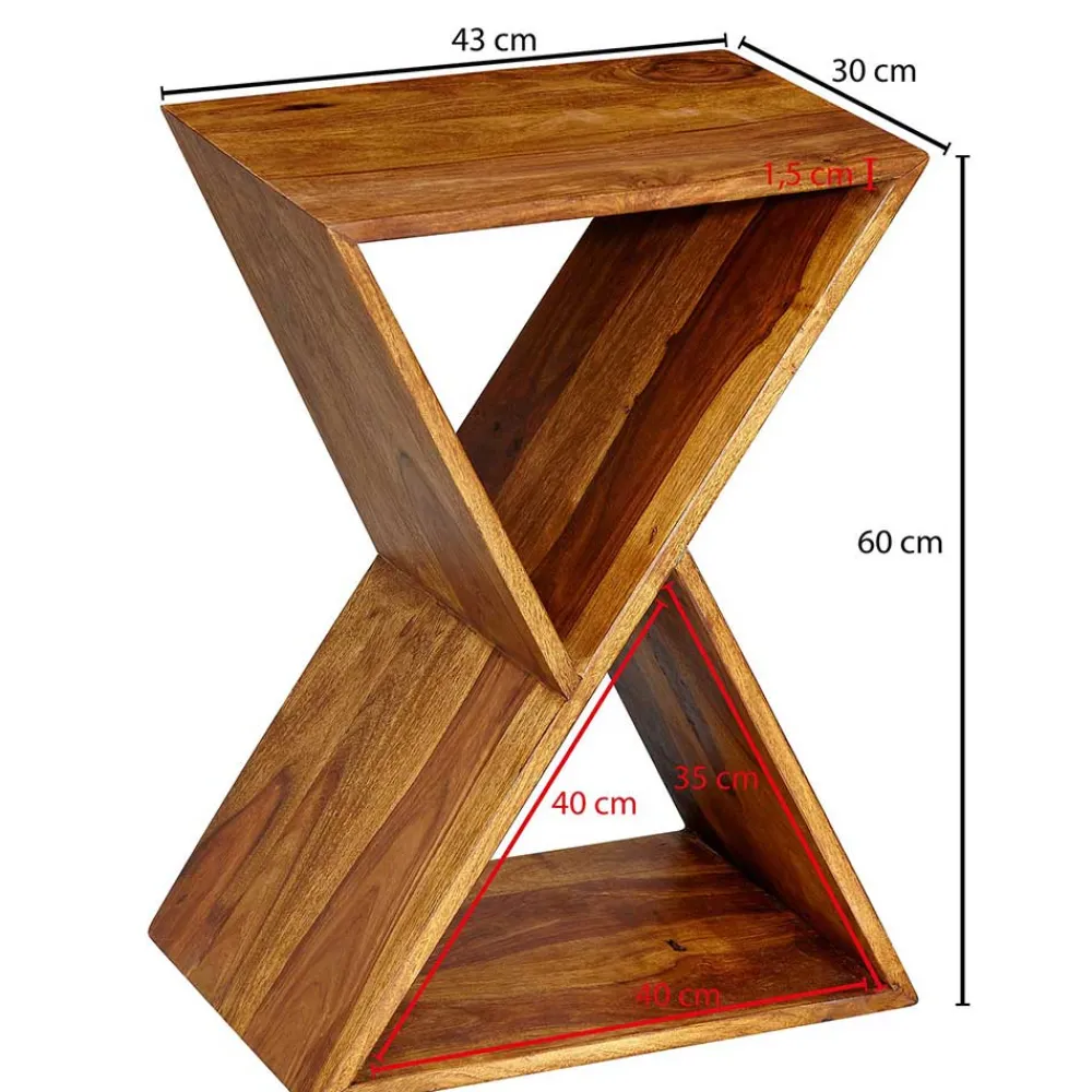 Wohnen 43x60x30 X Design Couchisch aus Sheesham Massivholz - Andarina