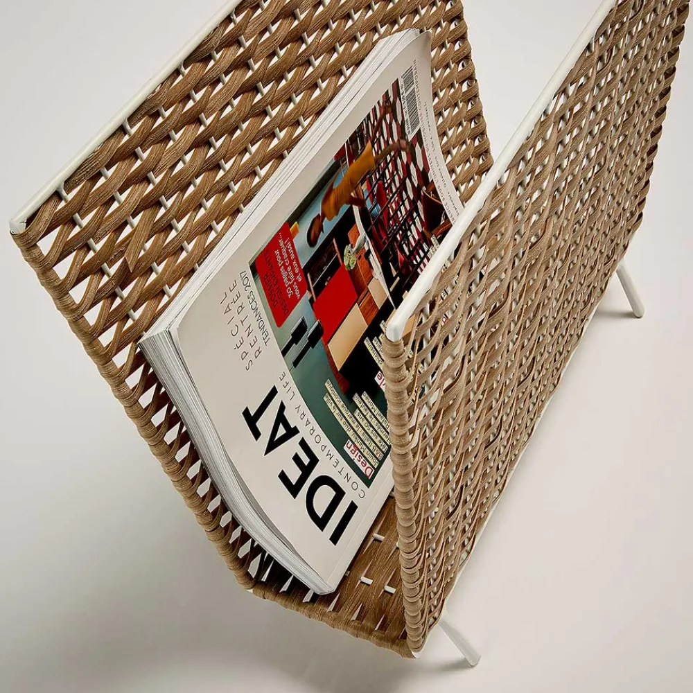 Wohnen Rattanmöbel*42x35x20 Zeitungsständer aus Kunstrattan Beige - Julesta