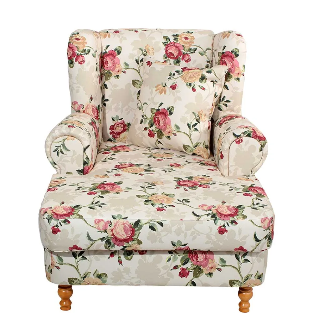 Wohnen XXL Landhaus Sessel mit Rosen Muster - Gelvino