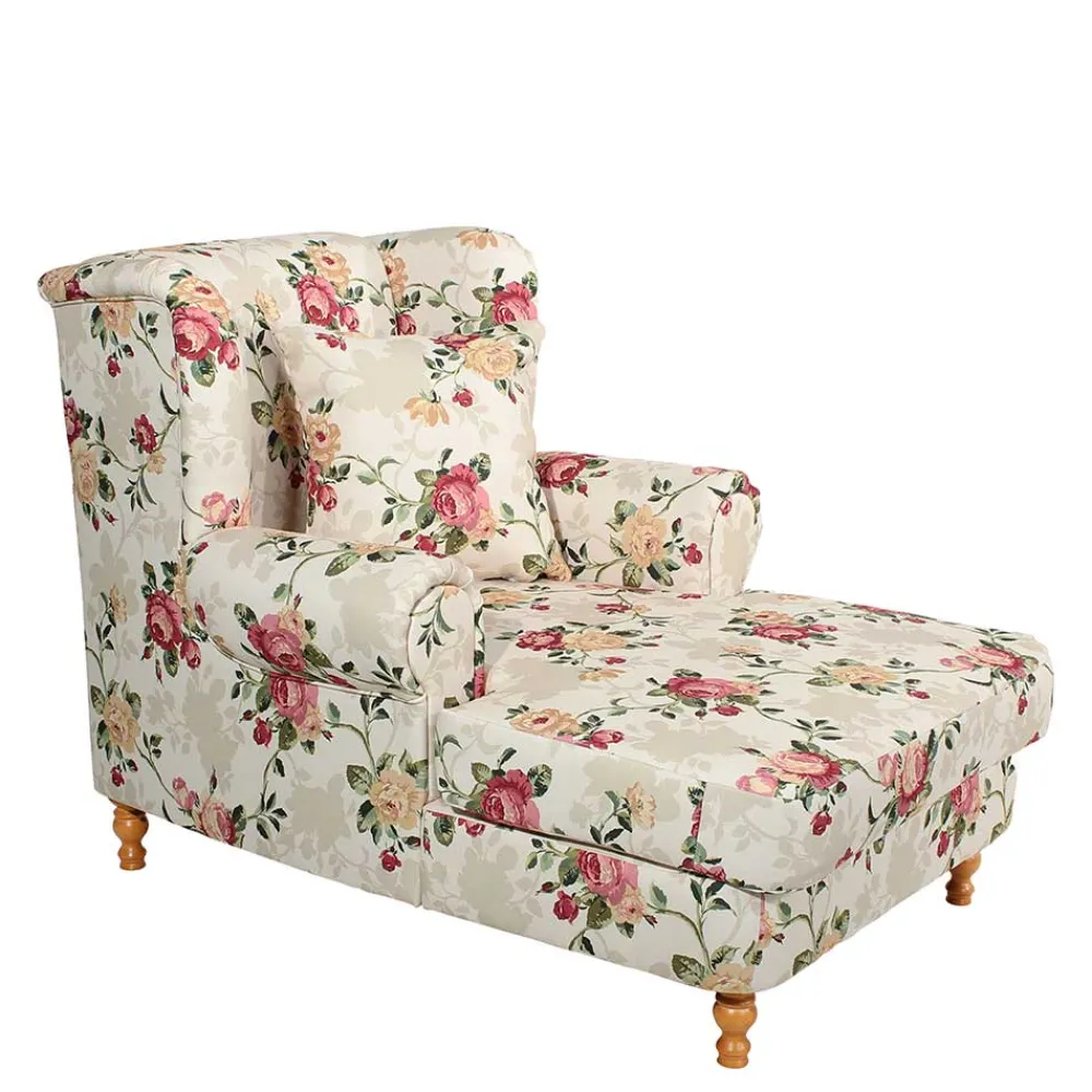 Wohnen XXL Landhaus Sessel mit Rosen Muster - Gelvino