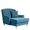 Wohnen Sessel & Hocker*XXL Sessel in Petrol Blau & Buche Natur - Mexica