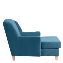 Wohnen Sessel & Hocker*XXL Sessel in Petrol Blau & Buche Natur - Mexica