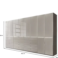 Wohnen XXL-Kleiderschrank in Hellgrau mit Glasfront - Nucina
