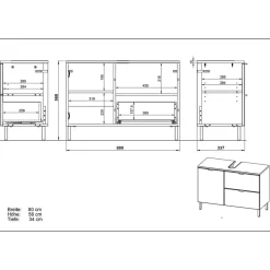 Wohnen Waschtisch|Waschbeckenunterschränke*80xx56x34 Waschtischunterbau in Weiß Hochglanz - Narilos